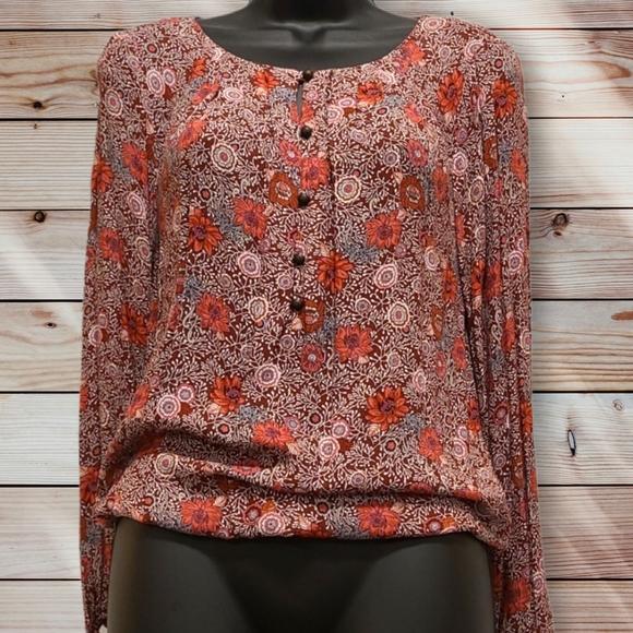 Lucky Brand Floral Boho Top Size Small - Picture 2 of 6